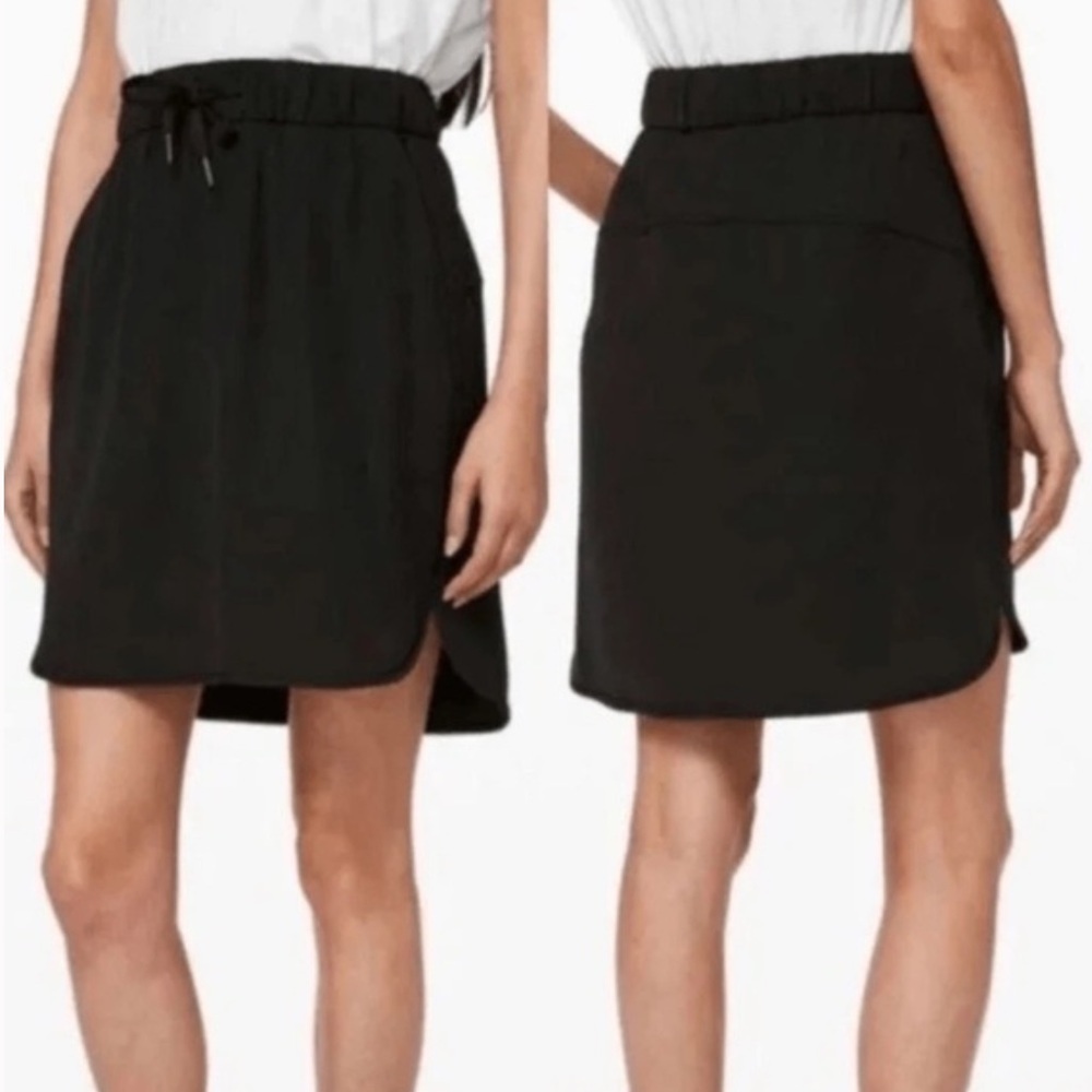 lululemon athletica | Women's Black On The Fly Drawstring Pull On Skirt, Size 2